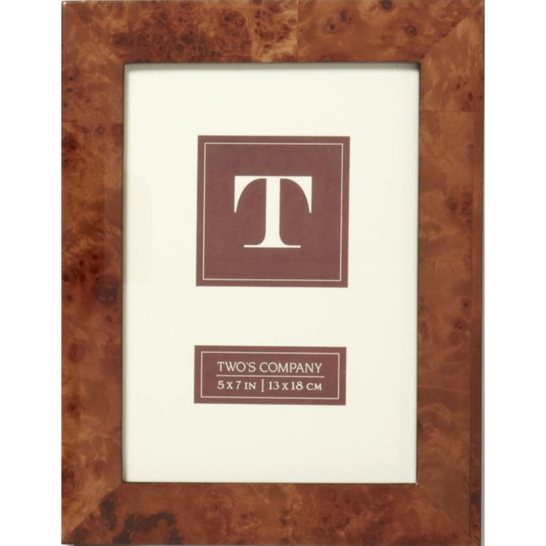 TWO'S COMPANY Burled Dark Wood Medium Frame Default Title