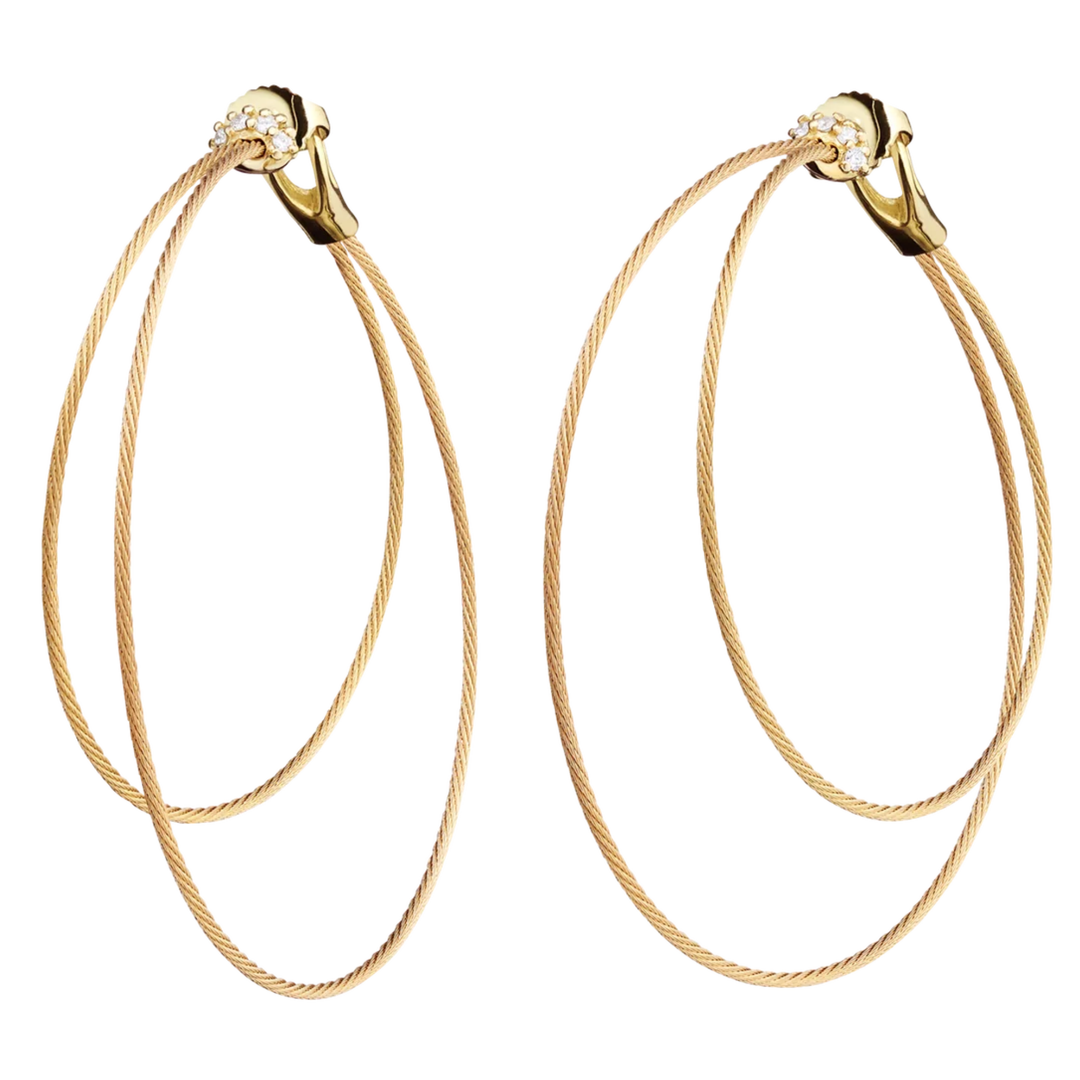 PAUL MORELLI 18K Yellow Gold Double Wire Hoop Earrings With Diamonds