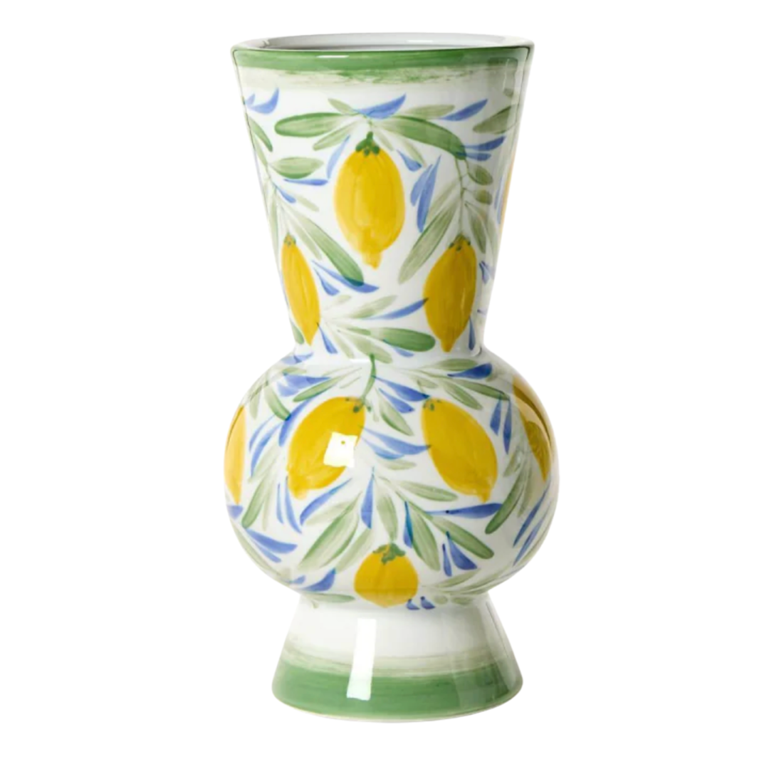 TWO'S COMPANY Hand Painted Large Lemon Vase Default Title