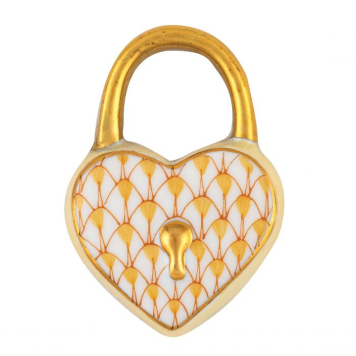 HEREND HEART LOCK BUTTERSCOTCH
