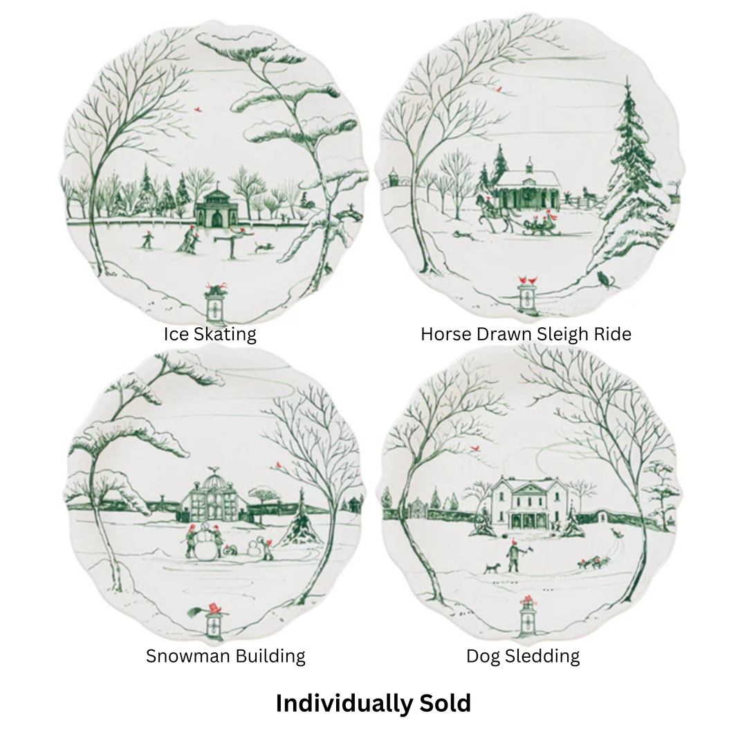 JULISKA Country Estate Evergreen Winter Frolic Evergreen Appetizer Plates Individually Sold