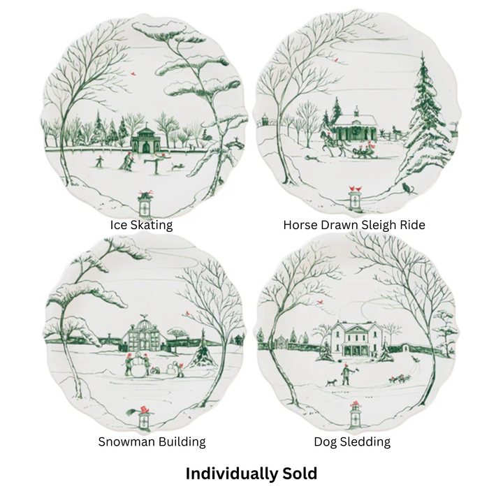 JULISKA Country Estate Evergreen Winter Frolic Evergreen Appetizer Plates Individually Sold