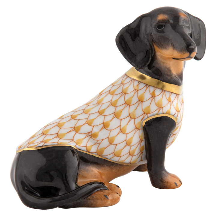 HEREND Dauchshund With Sweater BUTTERSCOTCH