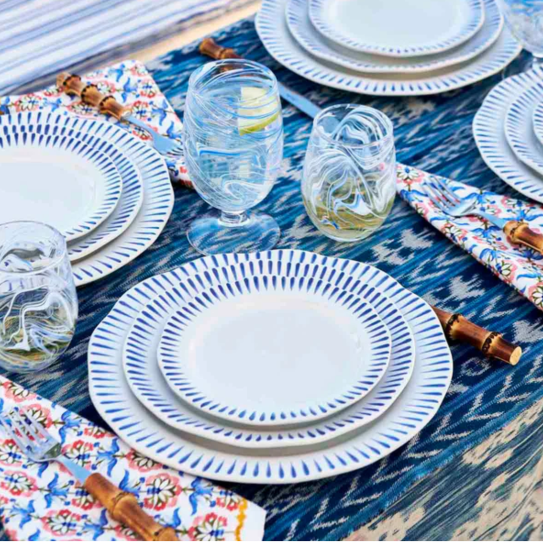 JULISKA Sitio Blue Delft Stripe Serving Bowl