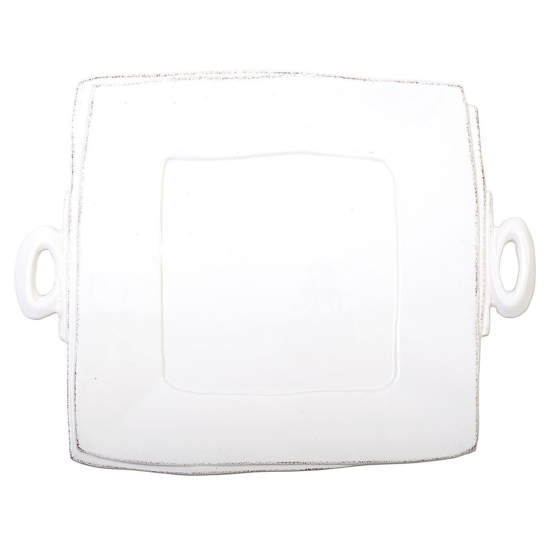 VIETRI Lastra White Handled Square Platter Default Title
