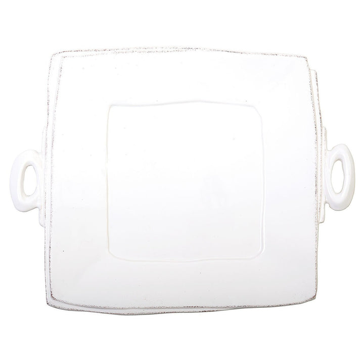VIETRI Lastra White Handled Square Platter Default Title