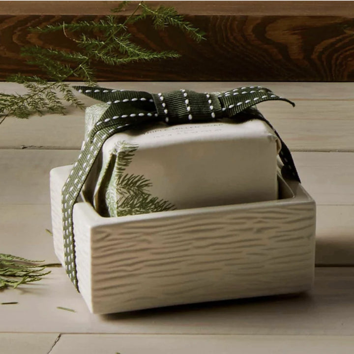 THYMES Frasier Fir Bar Soap & Dish Set