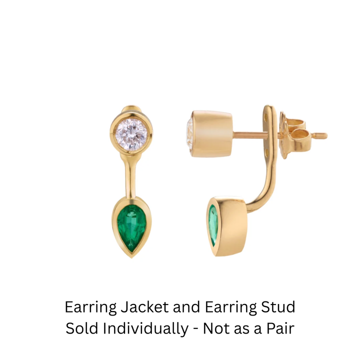 18K Yellow Gold Earring Emerald Jacket Individaully Sold