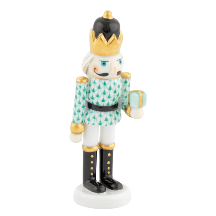 HEREND Nutcracker With Gift GREEN
