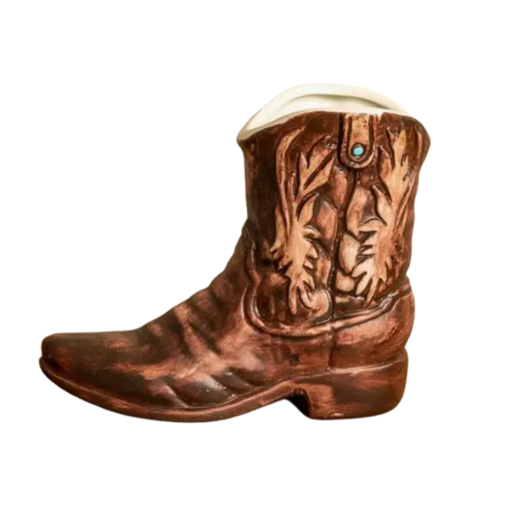 AUDREY'S HOME & GIFT Western Brown Ceramic Boot Default Title