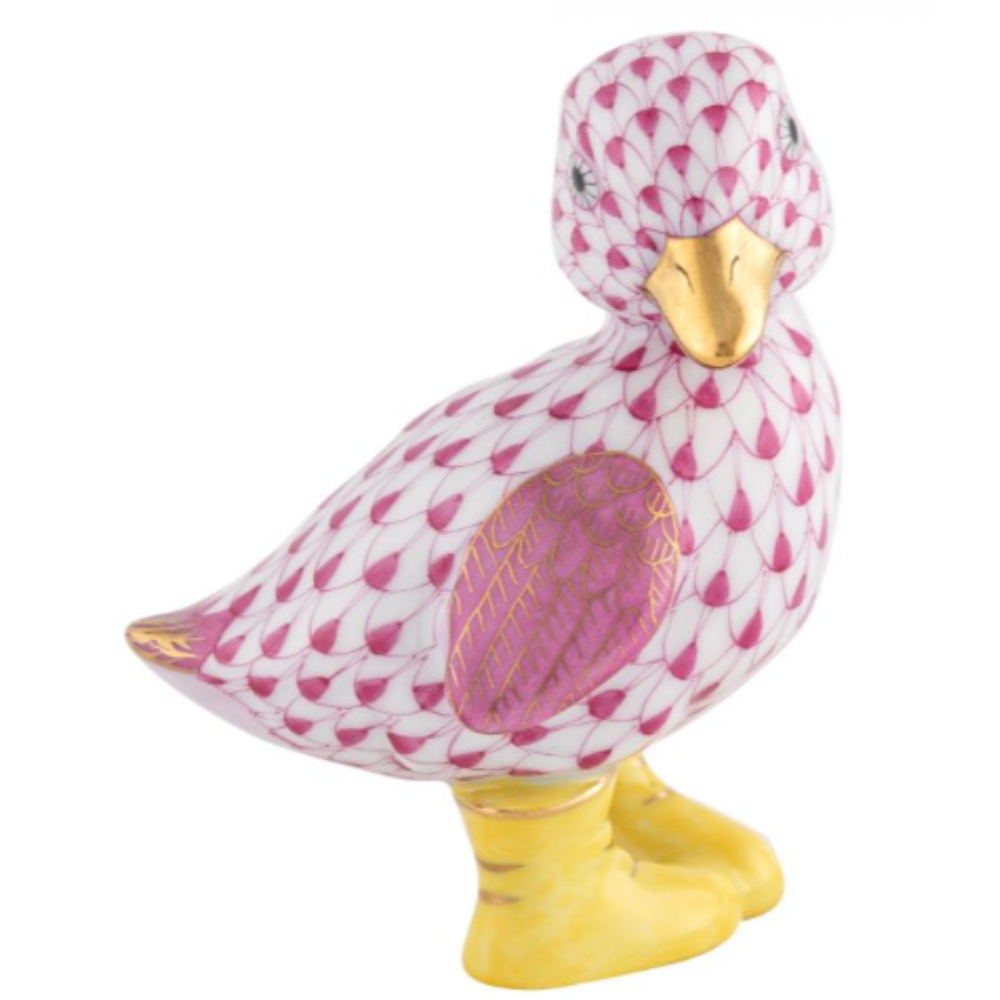 HEREND Duckling In Boots RASPBERRY