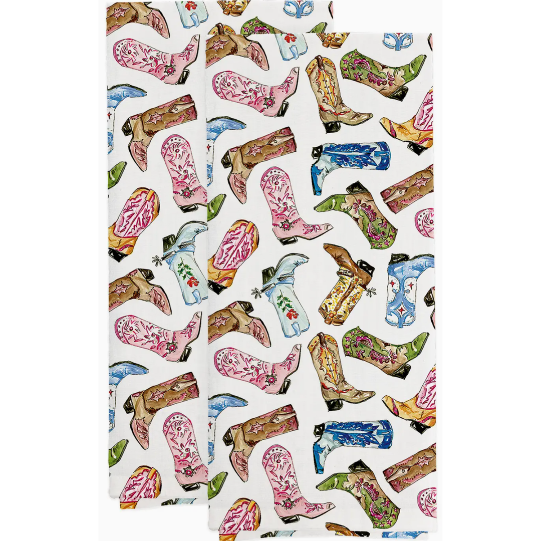 BOSTON INTERNATIONAL Boot Scootin Western Cotton Tea Towel Set