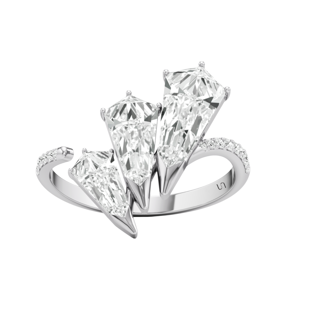UNSAID Phoenix 18K White Gold Diamond Trio Open Pave Ring Default Title