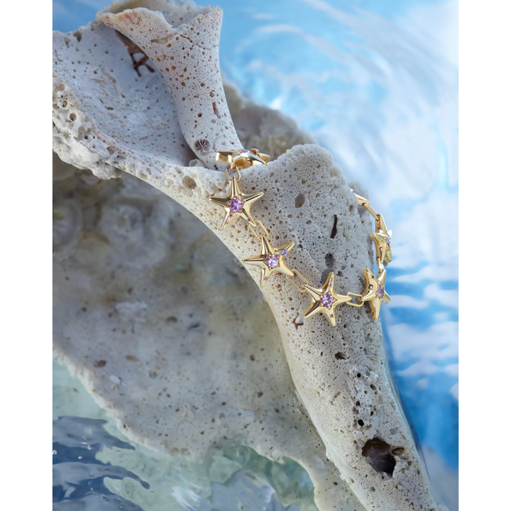 MELUZZA 18K Yellow Gold Pink And Purple Sapphire Small Bracelet