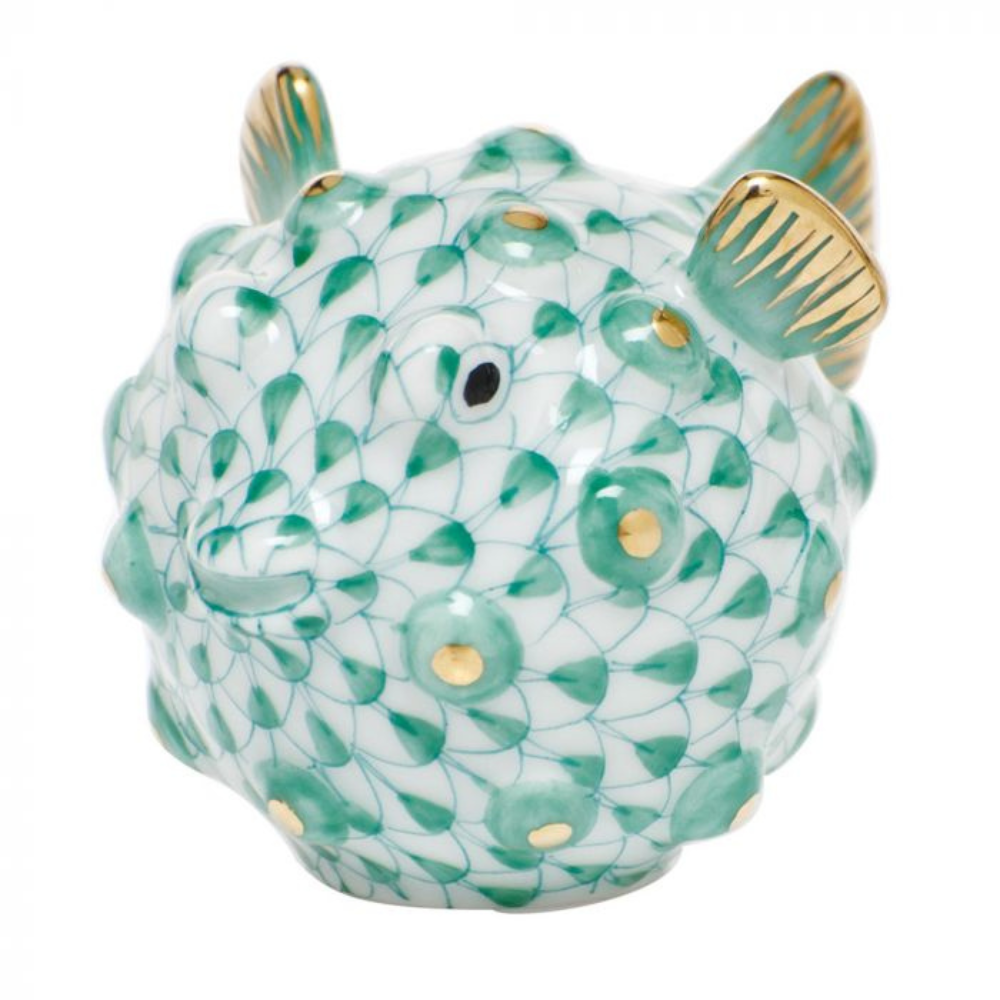 HEREND PUFFER FISH GREEN