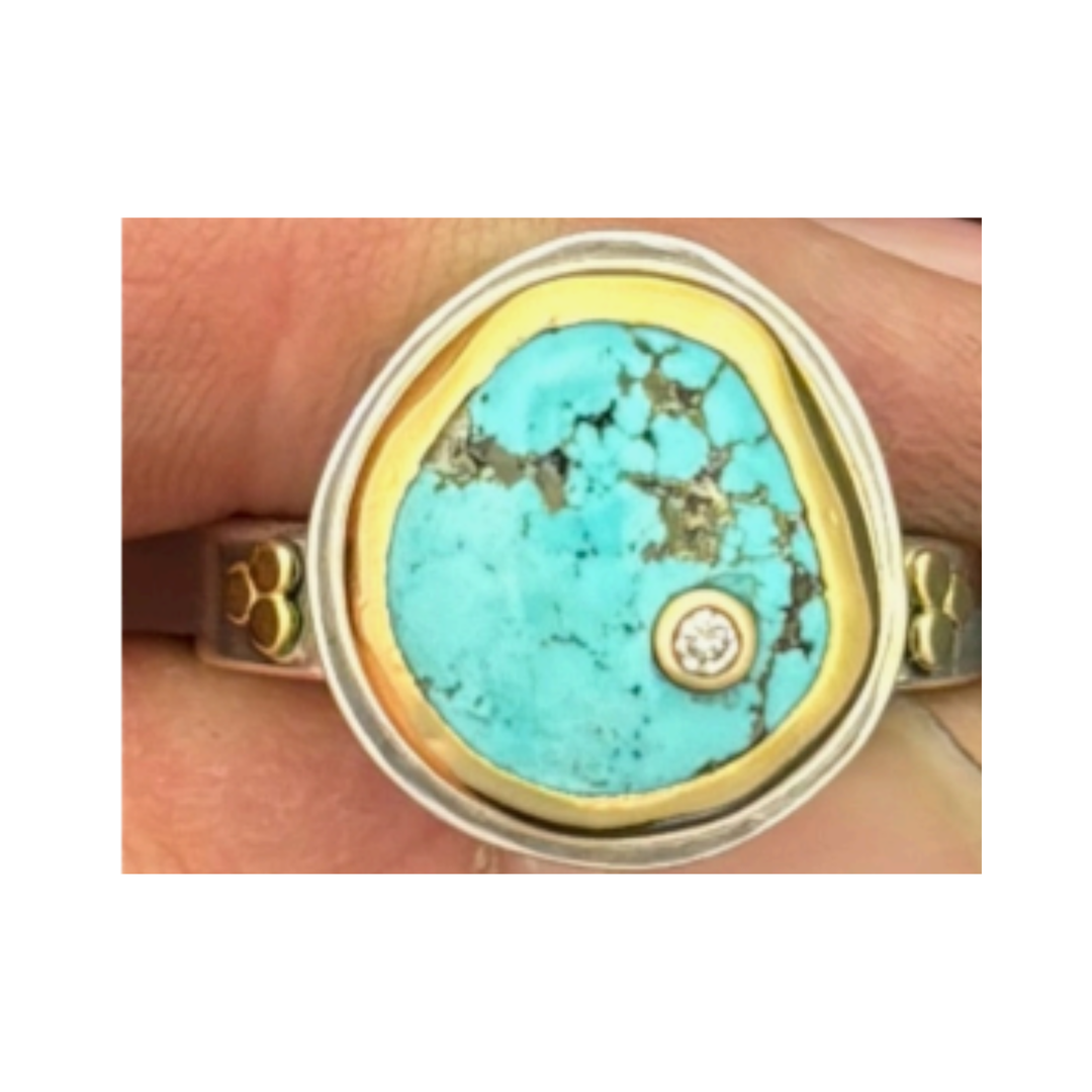 ARI O Southwestern Turquoise Ring With Diamond Default Title