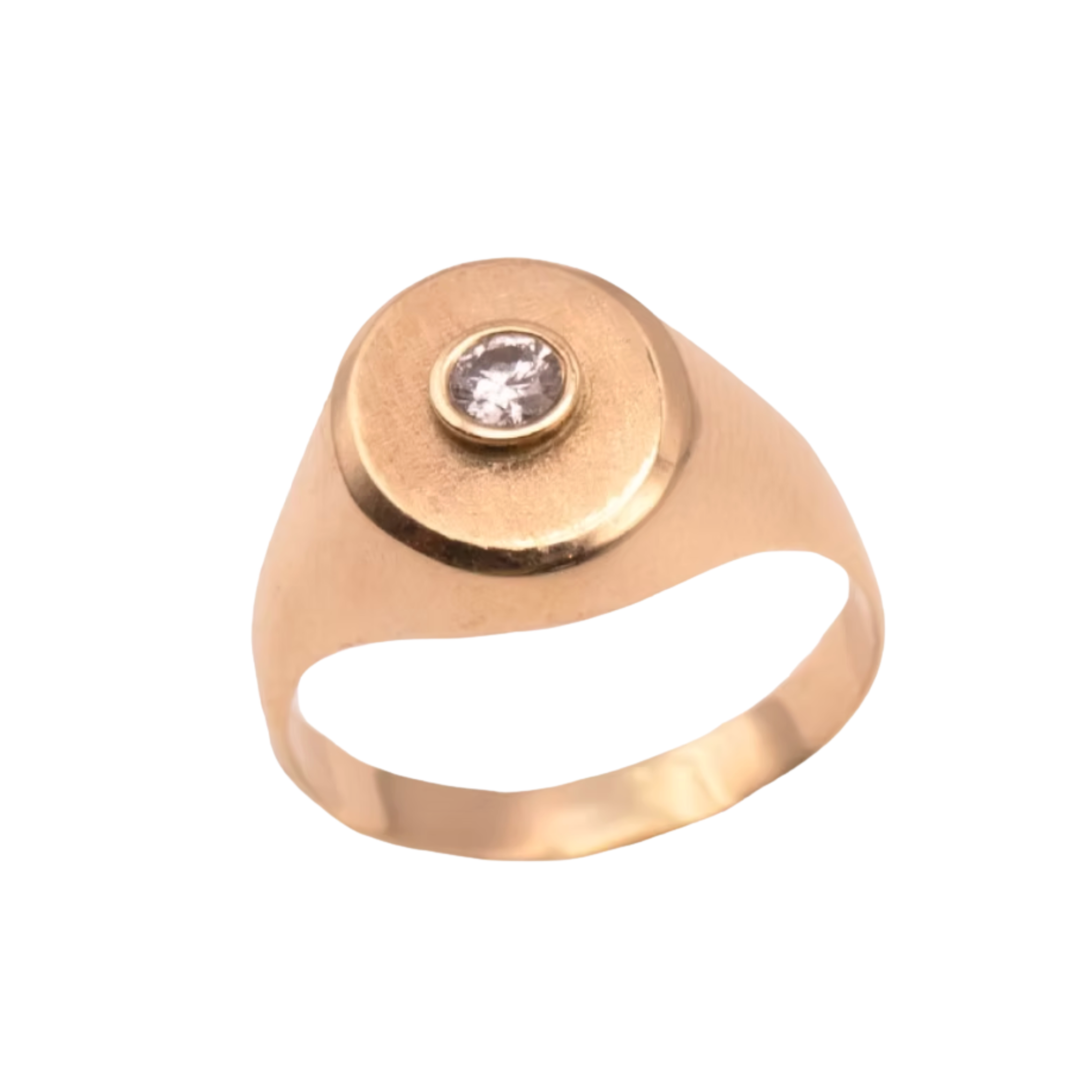 KELLY FLETCHER Signet 18K Yellow Gold Ring With Belzel Set Diamond Default Title