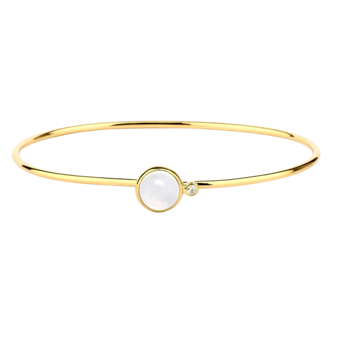 SYNA 18K Yellow Gold XL Moon Quartz Stacking Candy Bracelt With Diamond Default Title