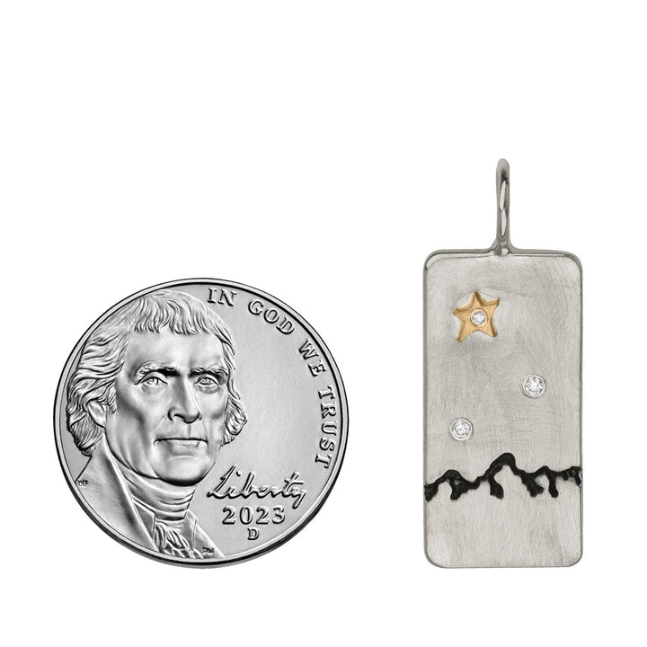 HEATHER B. MOORE Tetons Silver ID Tag With Raised Gold Star And Diamonds