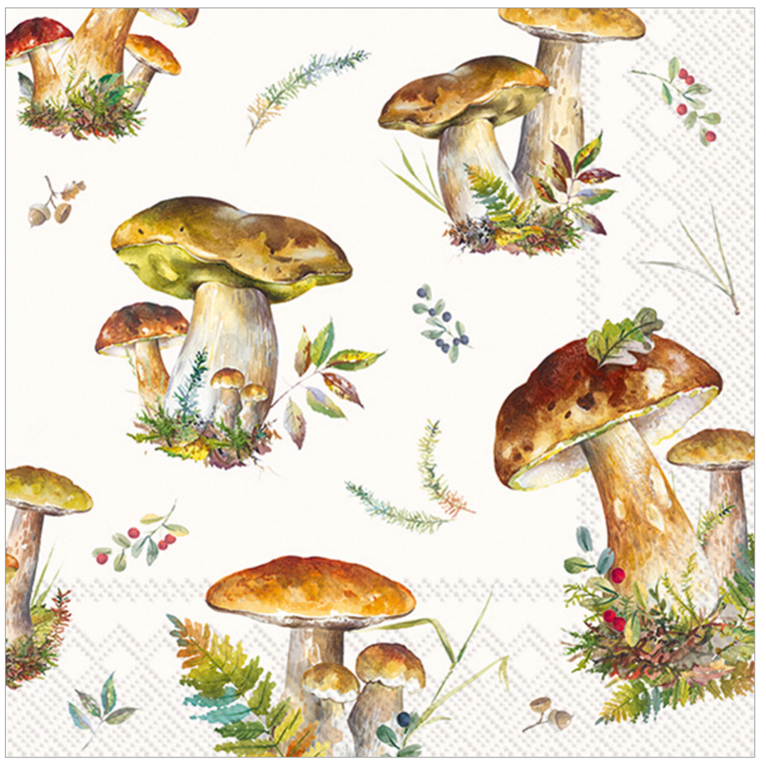 BOSTON INTERNATIONAL Mushroom Collection Lunch Napkin cream