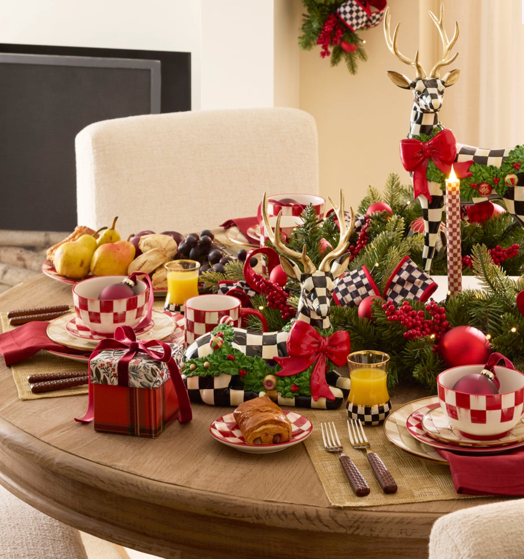 MACKENZIE CHILDS Holly Check Standing Deer