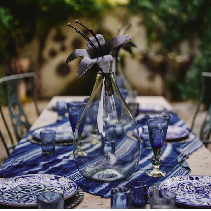 JAN BARBOGLIO Lilly Botella Carafe With Forged Flower Iron Stopper