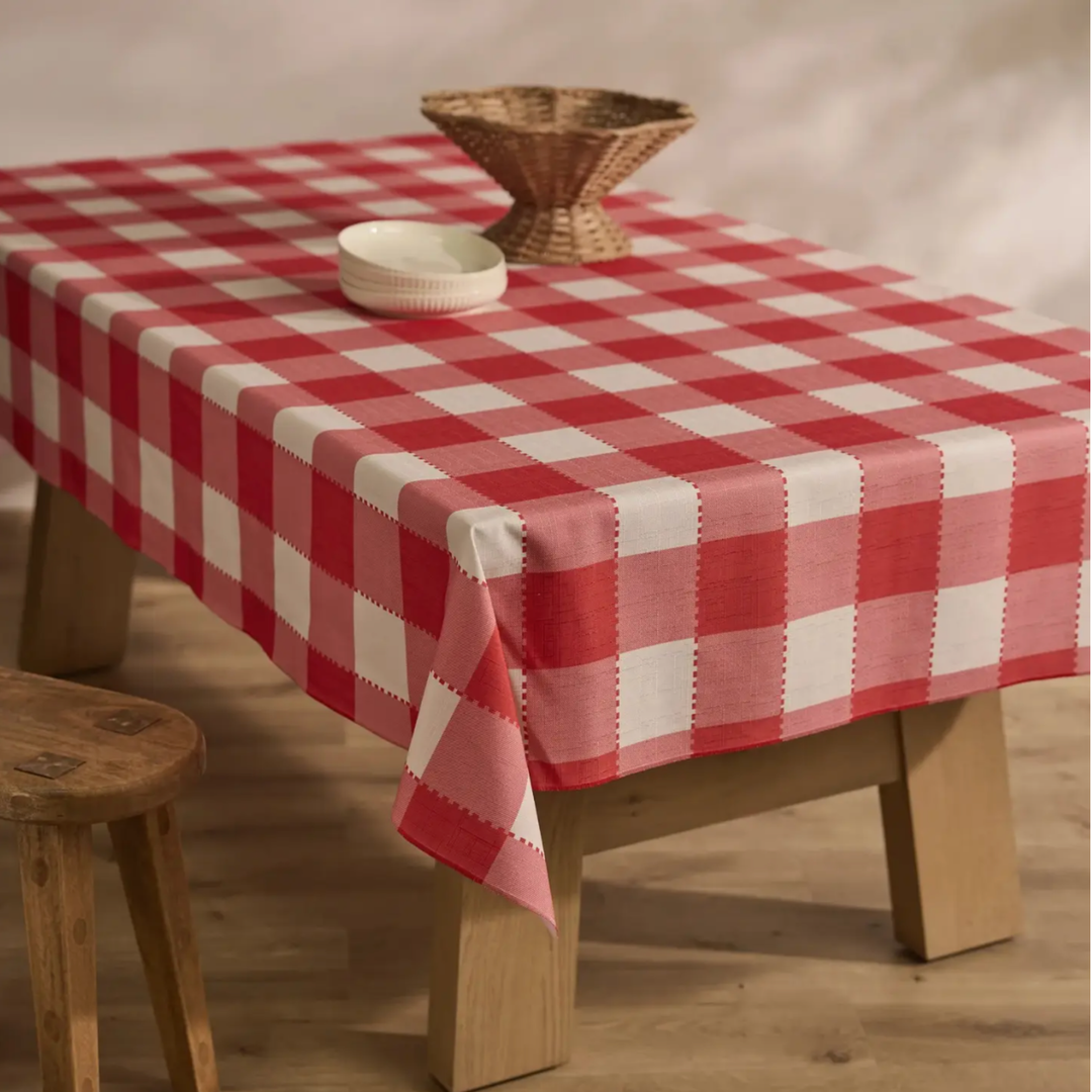 Ripe Tomato Red Gingham Tablecloth