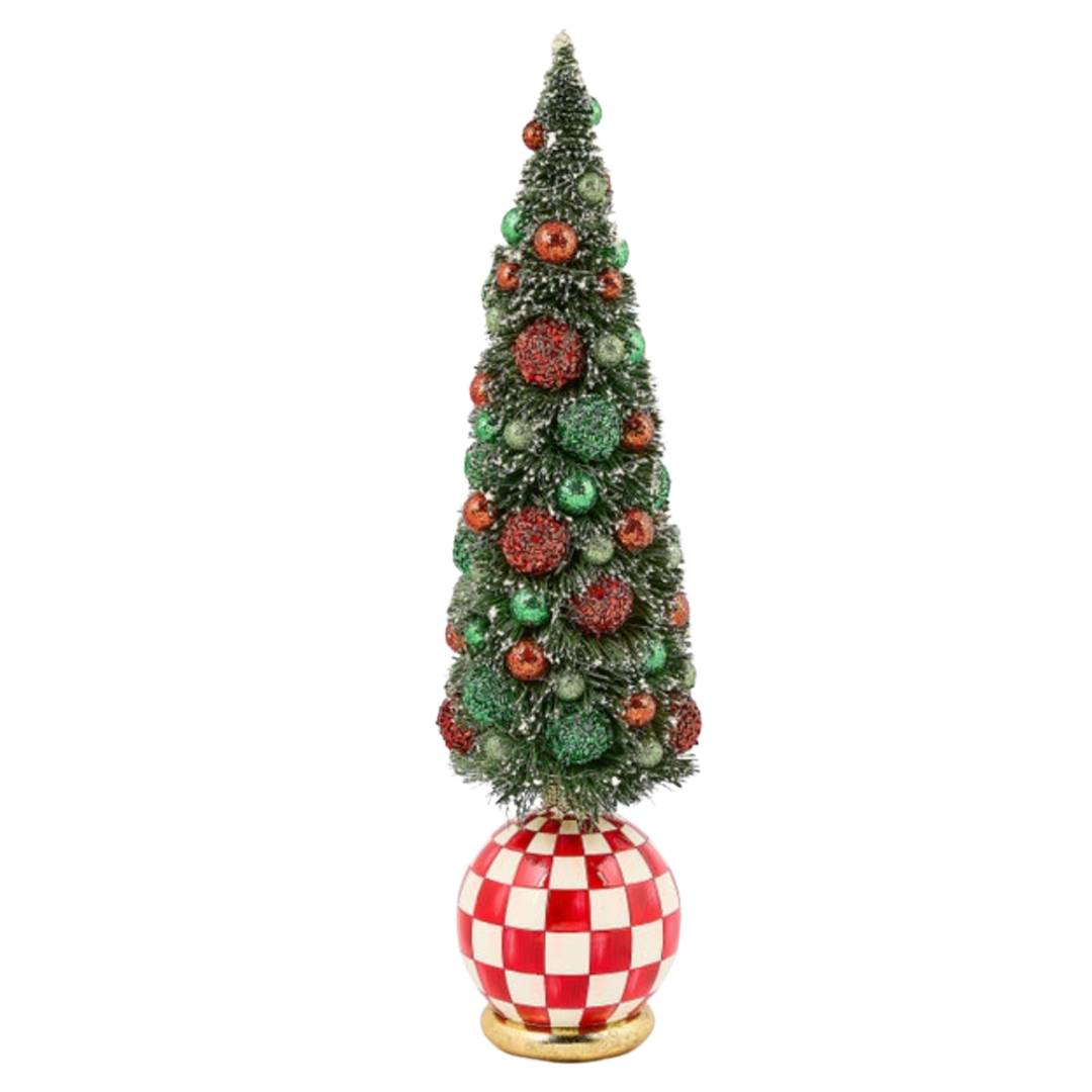 MACKENZIE CHILDS Check It Out Illuminated Large Bottle Brush Tree