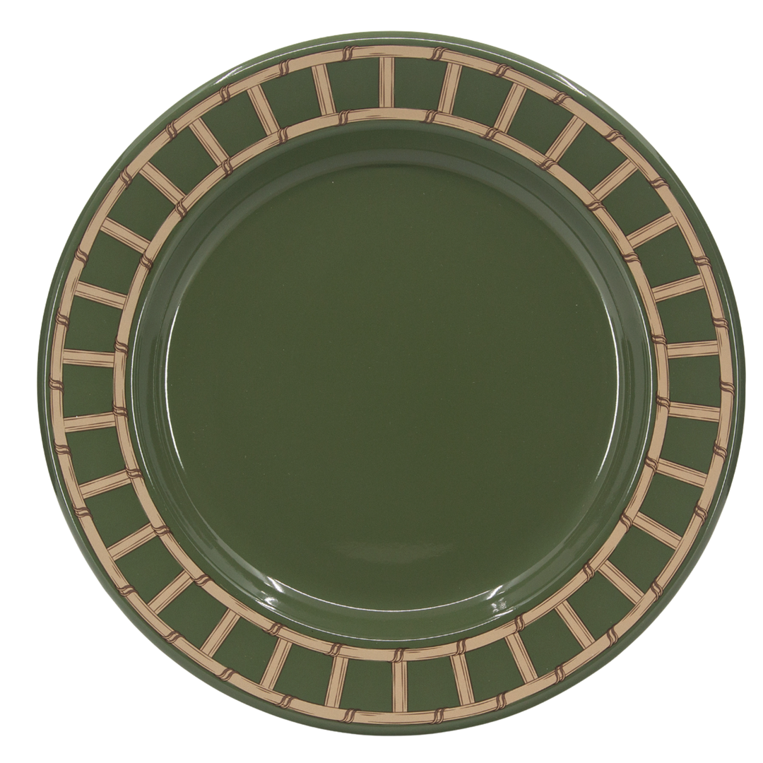CROW CANYON HOME Sage Domino Wicker Enamelware Plate