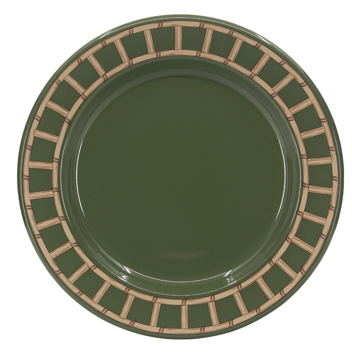 CROW CANYON HOME Sage Domino Wicker Enamelware Plate
