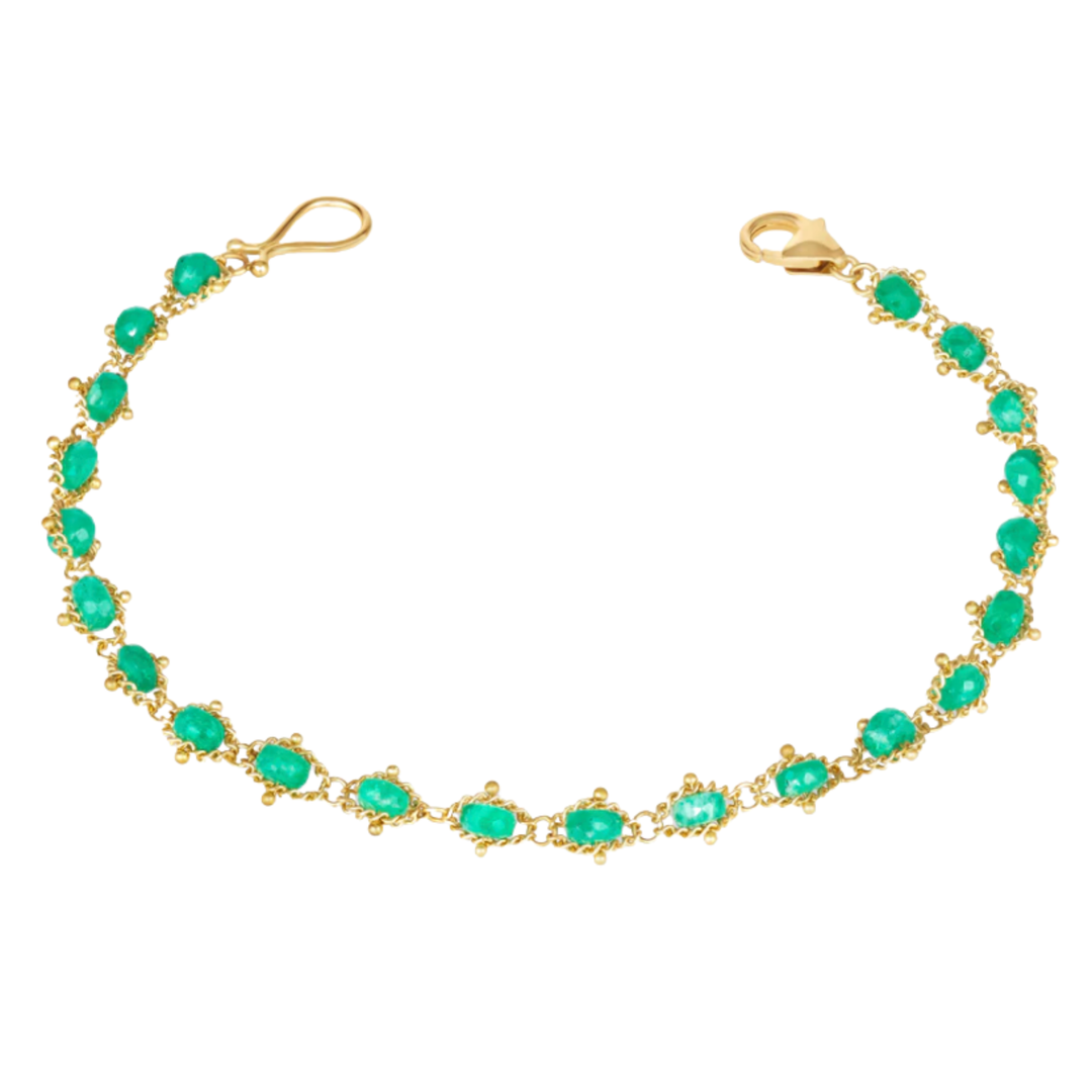 AMALI Emerald Textile Bracelet in 18K Yellow Gold Default Title