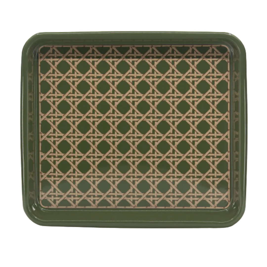 CROW CANYON HOME Sage Domino Rectangular Medium Enamelware Tray Default Title