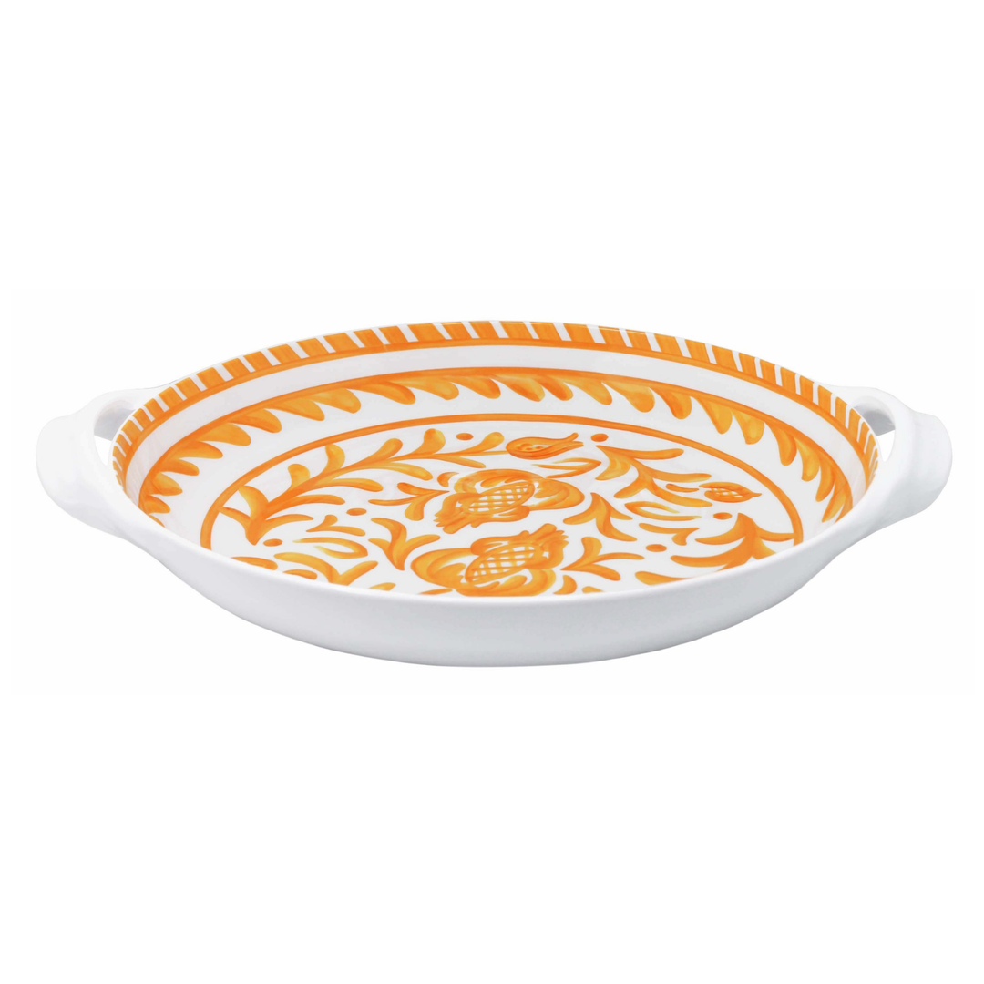 LE CADEAUX Sicily Orange Large Shallow Handled Bowl Default Title