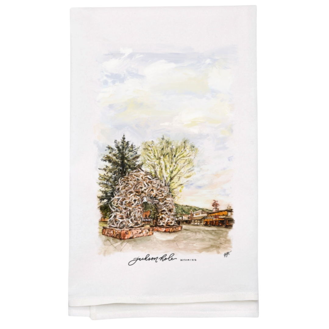 KENDALL YVONNE KENDALL YVONNE ANTLER ARCH JHW WHITE COTTON KITCHEN TOWEL Default Title
