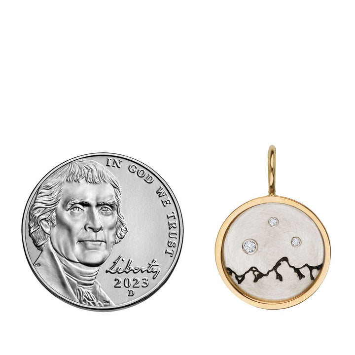 HEATHER B. MOORE Tetons Medium Round Gold Framed Silver With Diamonds