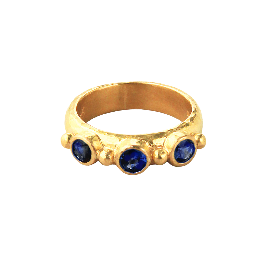 Blue Sapphire 19K Yellow Gold Stack Ring