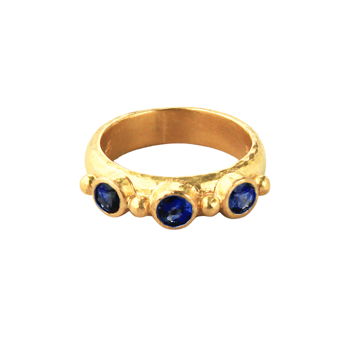 Blue Sapphire 19K Yellow Gold Stack Ring