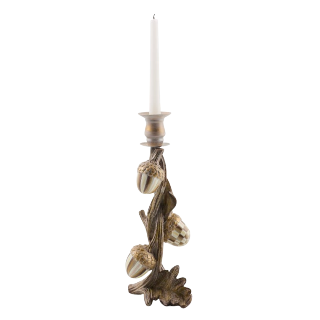 MACKENZIE CHILDS Mocha Check Acorn Candle Holder Default Title