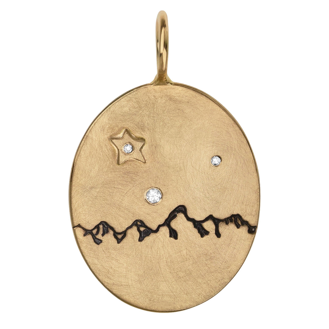 HEATHER B. MOORE Tetons Large Oval Gold With Raised Gold Star And Diamonds Default Title