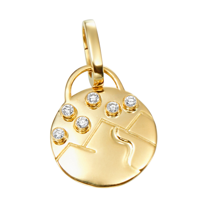 GUMUCHIAN 18K YELLOW GOLD LUCKY LIFE MOUNTAINS W/ DIAMONDS