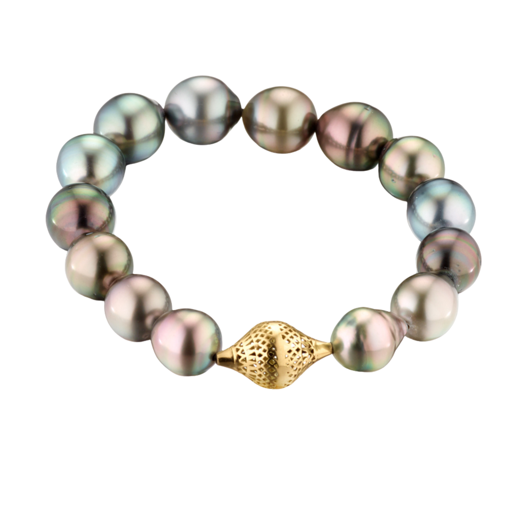 Tahitian Pearl With 18K Yellow Gold Finial Bead