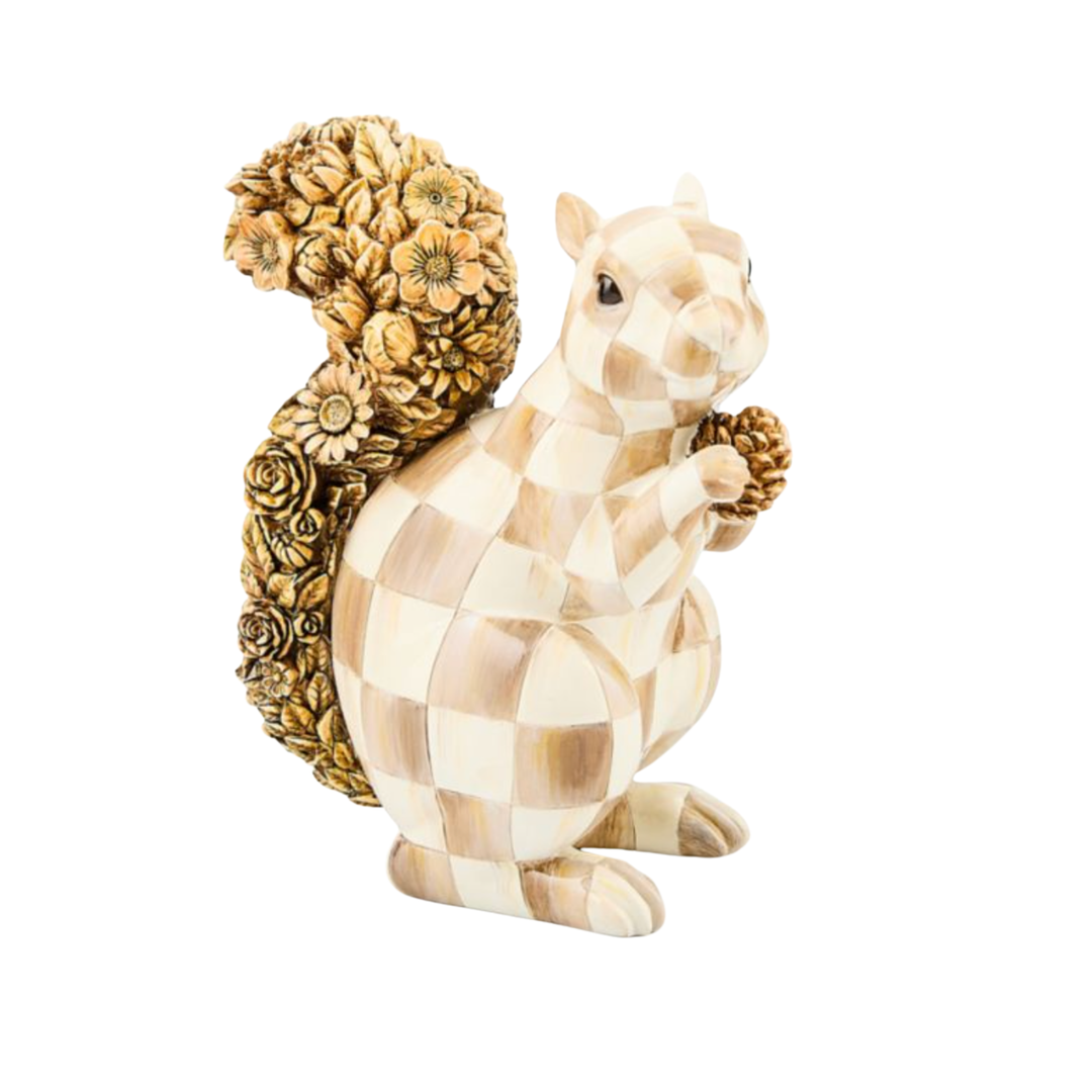 MACKENZIE CHILDS Mocha Check Squirrel Figure Default Title
