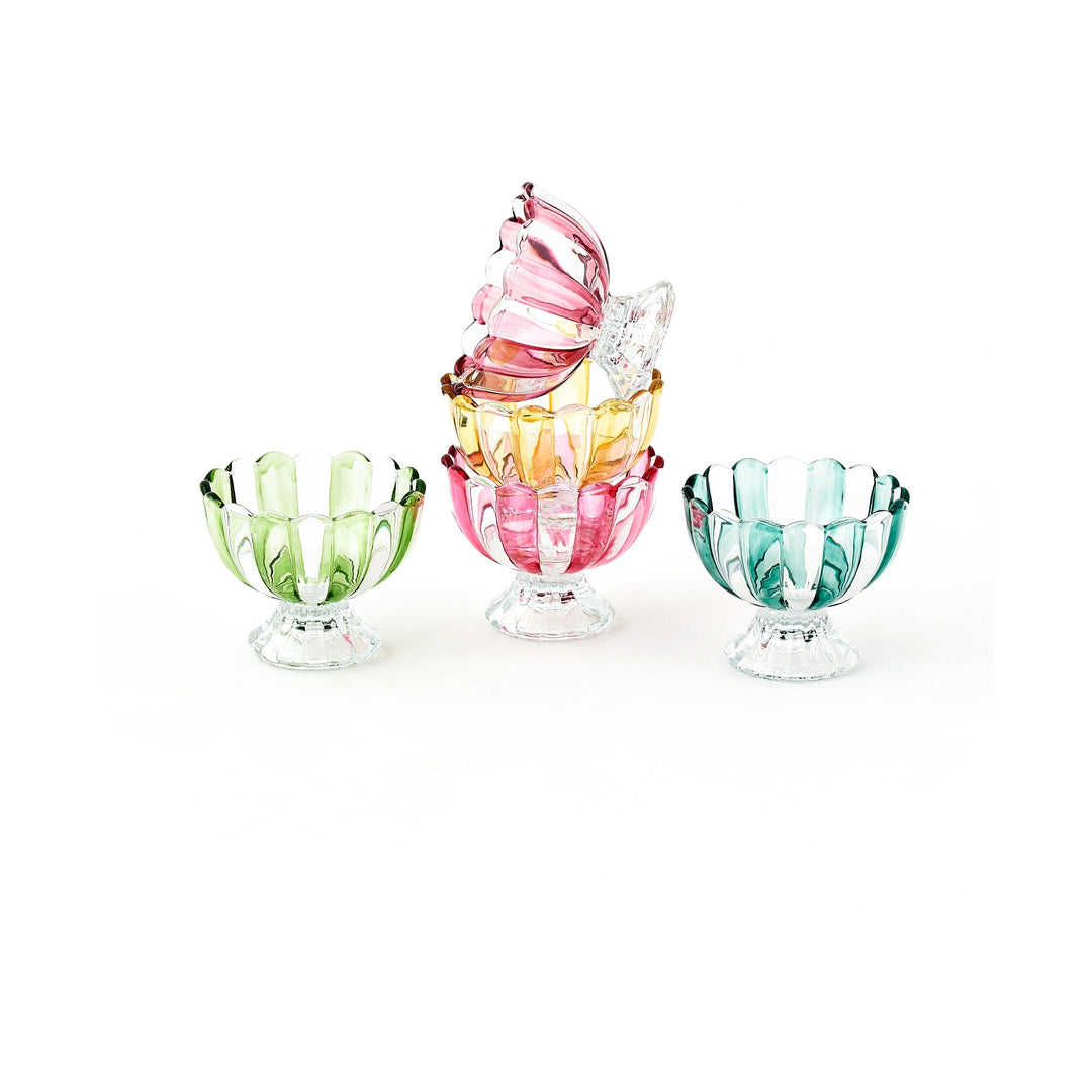 180 DEGREES Striped Glass Pedestal Bowl Default Title