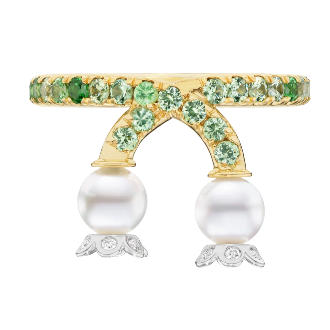MELUZZA Lilly Of The Valley Pearl And Stones Ring