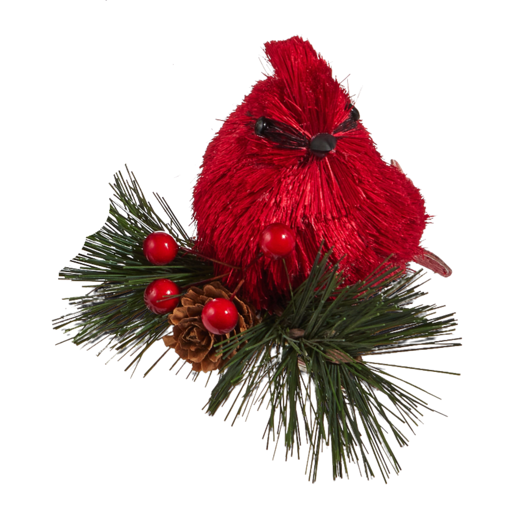 RAZ IMPORTS Cardinal On Greenery Clip On Ornament Default Title