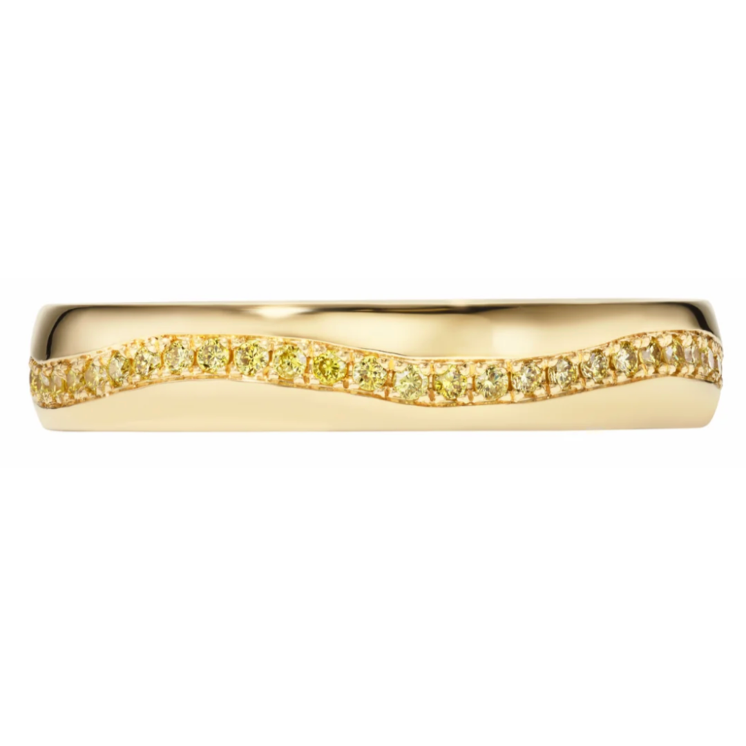 MELUZZA 18K Yellow Wave Band Ring With Yellow Diamonds Default Title