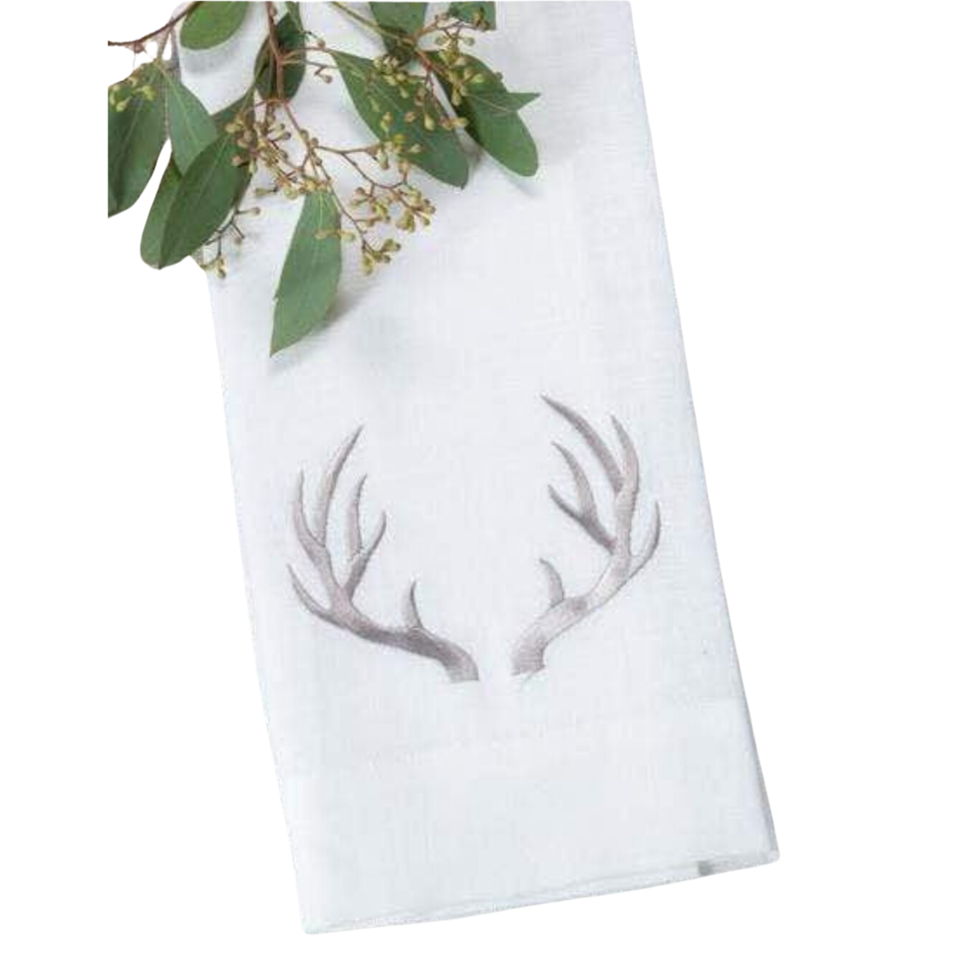 ARTE ITALICA Antlers White Linen Towel Default Title