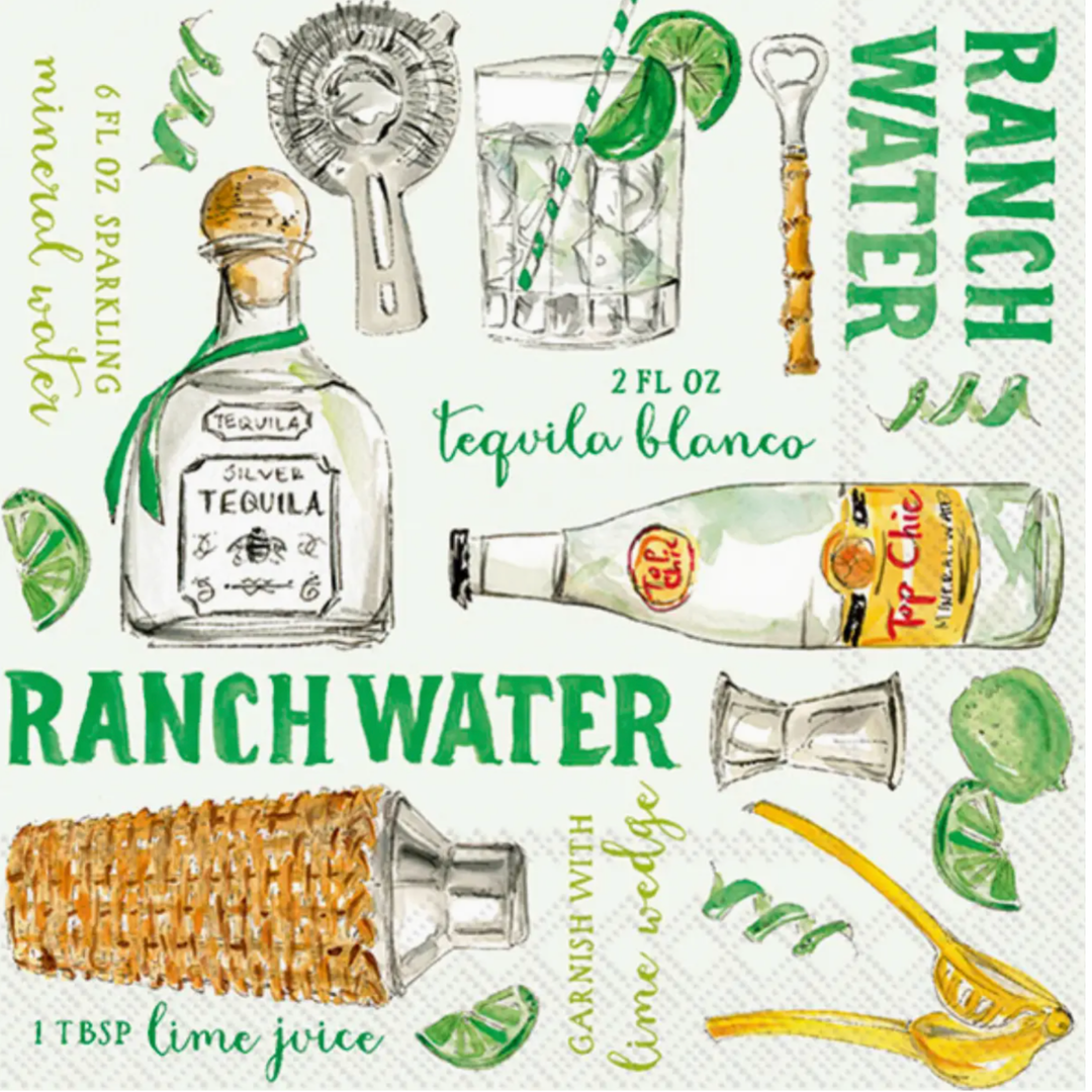 BOSTON INTERNATIONAL Ranch Water Paper Cocktail Napkins