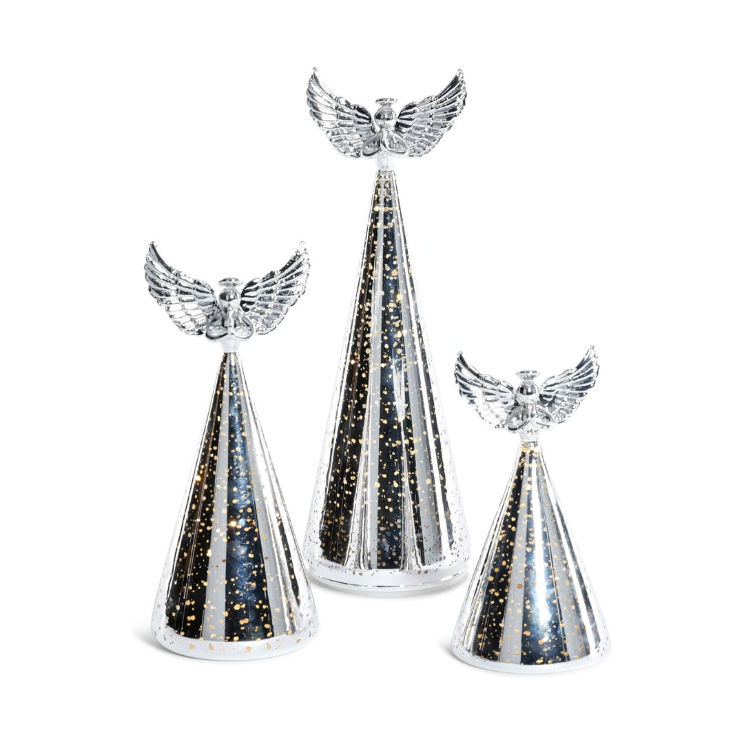 180 DEGREES Lighted Silver Glass Angel, Large Default Title