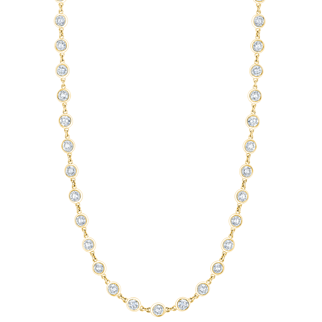 JOSHUA J Belle Shops 18K Yellow Gold With Diamond Stations Necklace Default Title